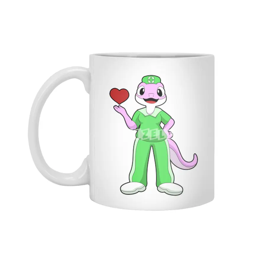 Geko as Nurse with Heart Beyaz Kupa