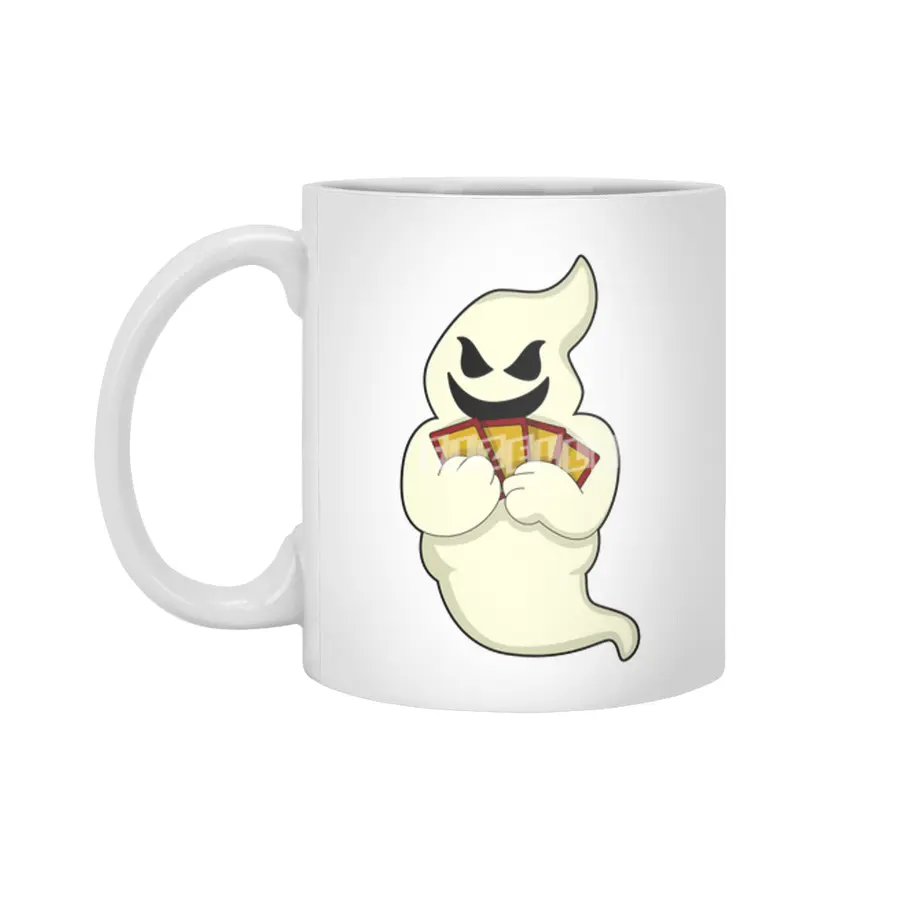 Ghost at Poker with Poker cards Beyaz Kupa