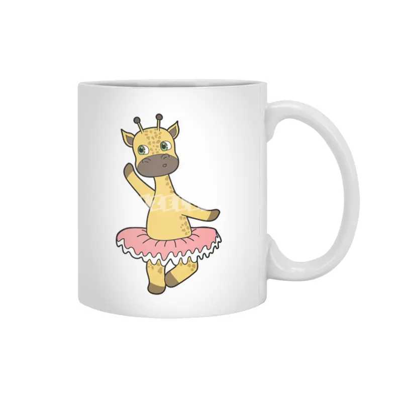 Giraffe as Ballerina at Ballet with Skirt Beyaz Kupa