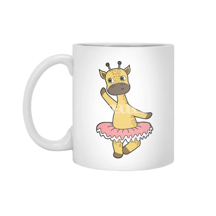 Giraffe as Ballerina at Ballet with Skirt Beyaz Kupa