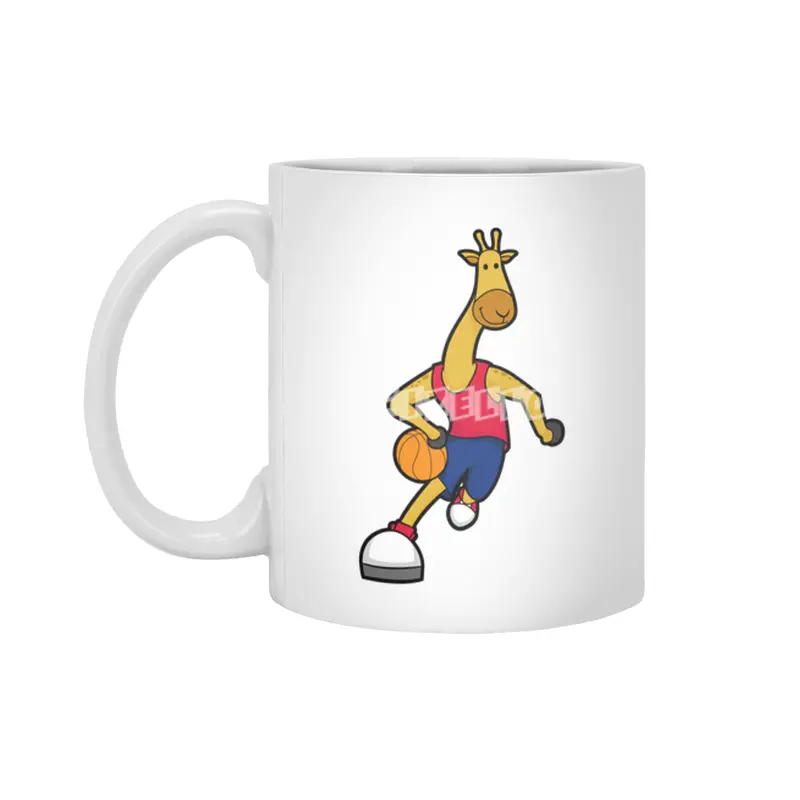 Giraffe as Basketball player with Basketball ball Beyaz Kupa