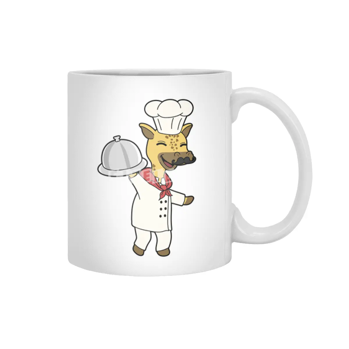 Giraffe as Chef with Cooking apron & Platter Beyaz Kupa