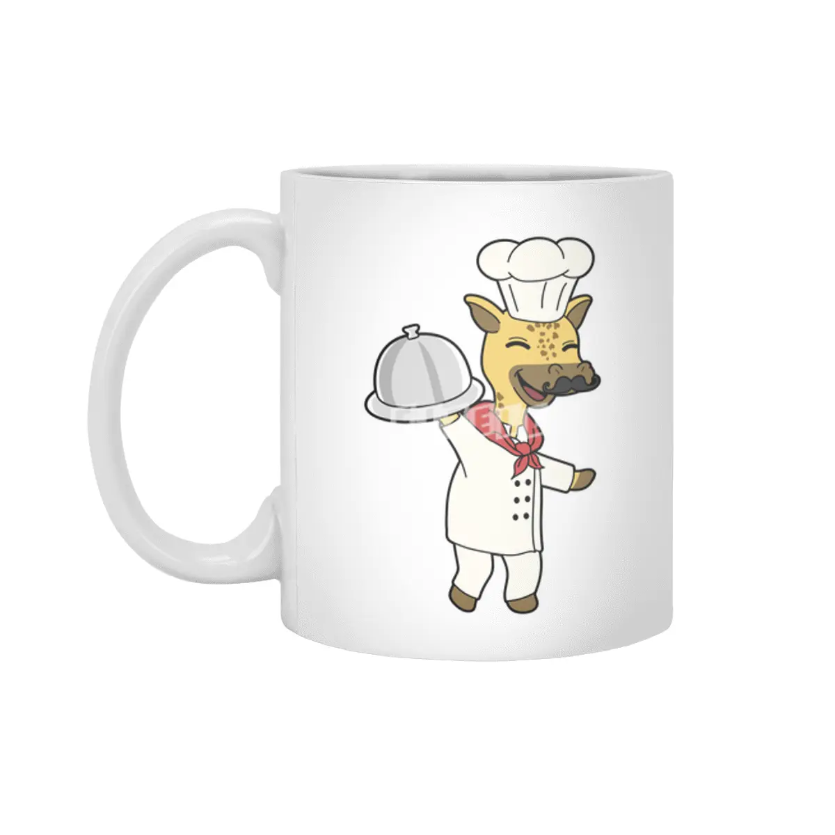 Giraffe as Chef with Cooking apron & Platter Beyaz Kupa