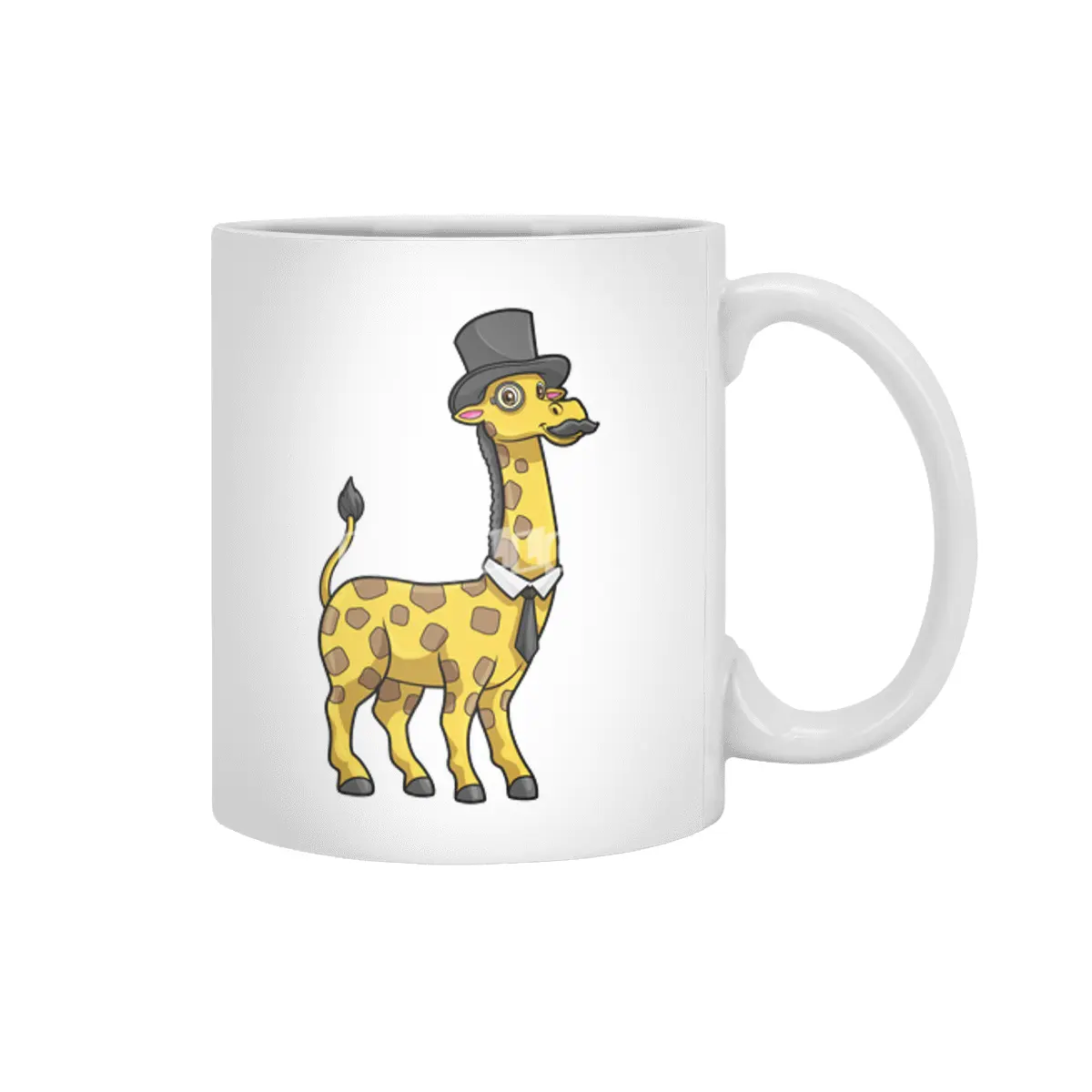 Giraffe as Gentleman with Hat, Tie and Mustache Beyaz Kupa