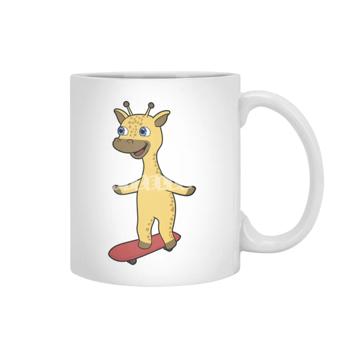 Giraffe as Skater with Skateboard Beyaz Kupa