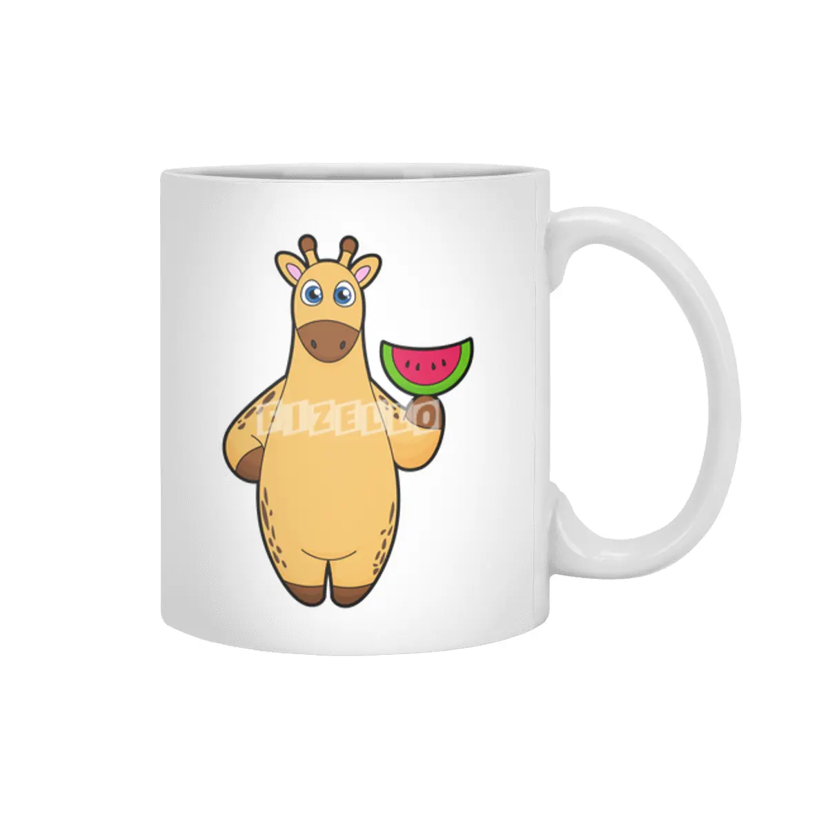 Giraffe at Eating with Watermelon Beyaz Kupa
