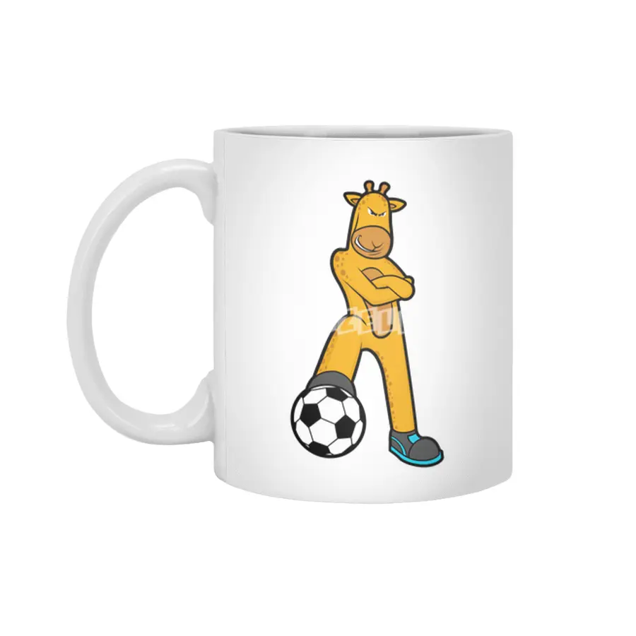 Giraffe at Sports with Soccer ball Beyaz Kupa