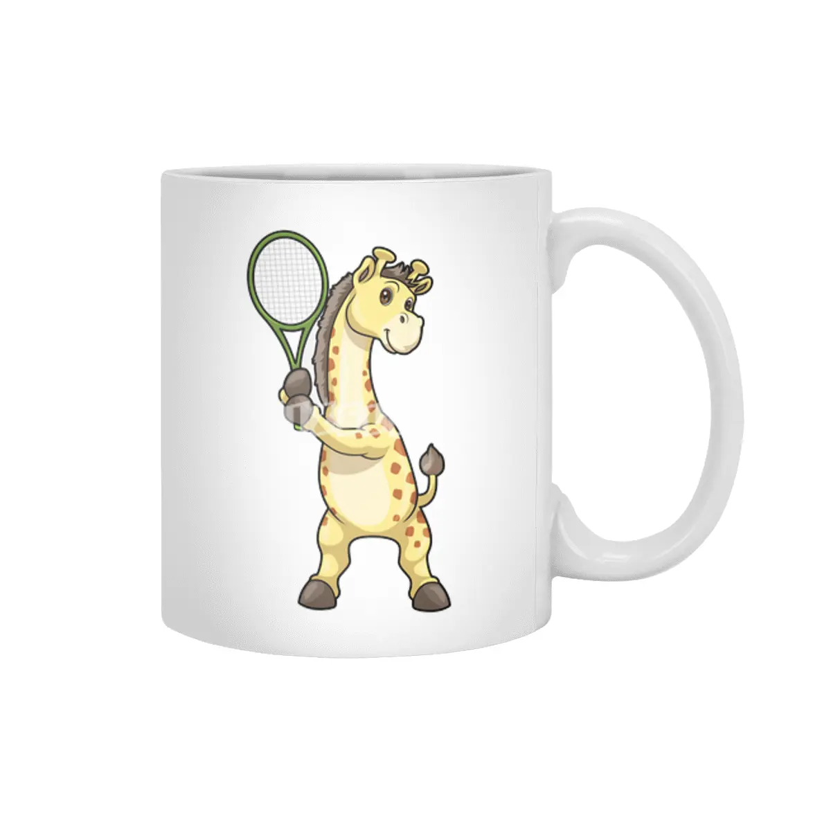 Giraffe at Tennis with Tennis racket Beyaz Kupa