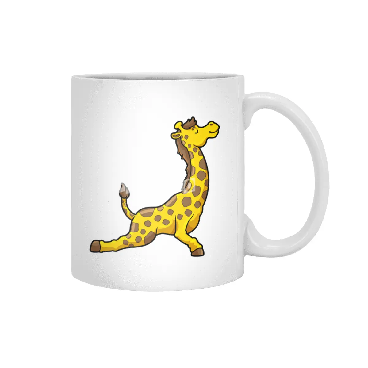 Giraffe at Yoga Stretching exercises Legs & Neck Beyaz Kupa