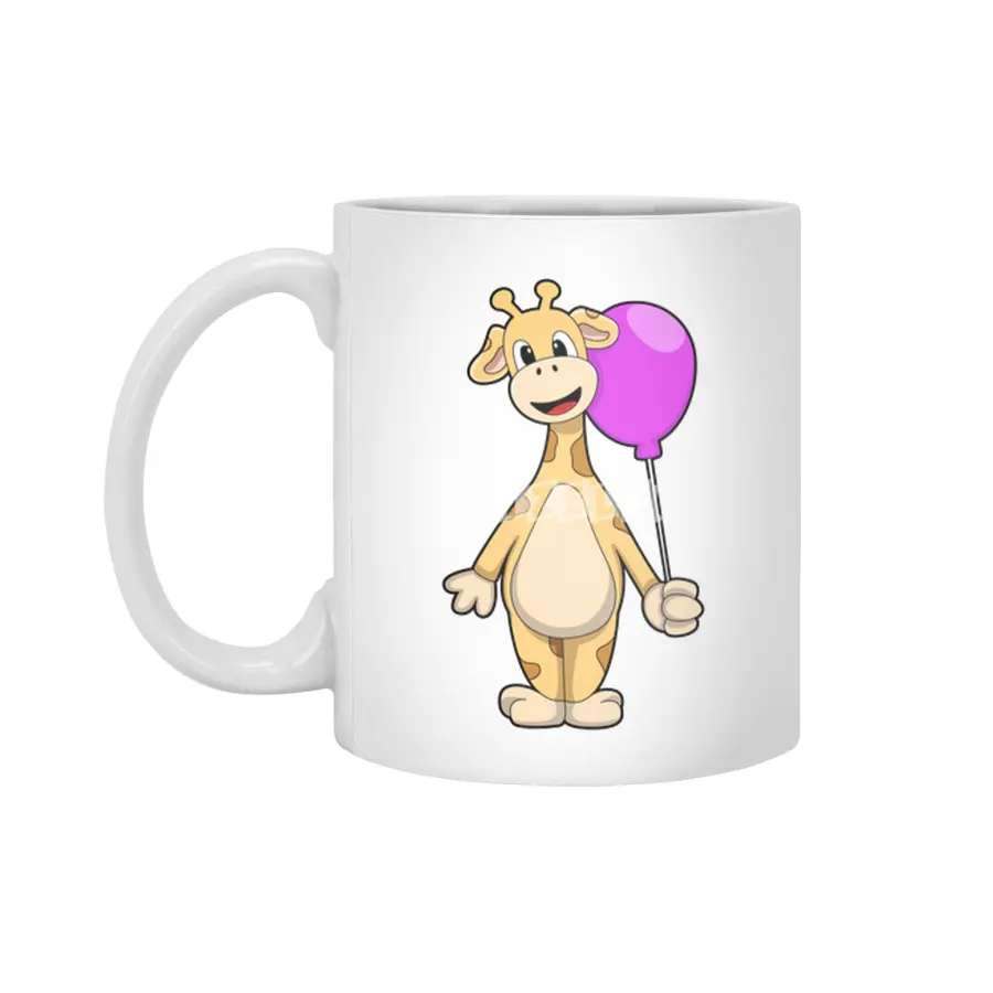 Giraffe with Balloon Beyaz Kupa