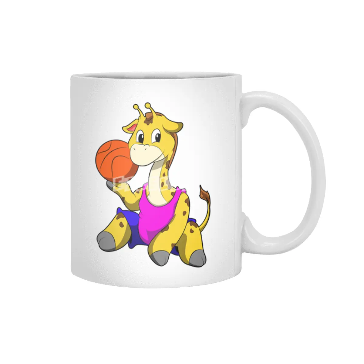 Giraffe with Basketball Beyaz Kupa