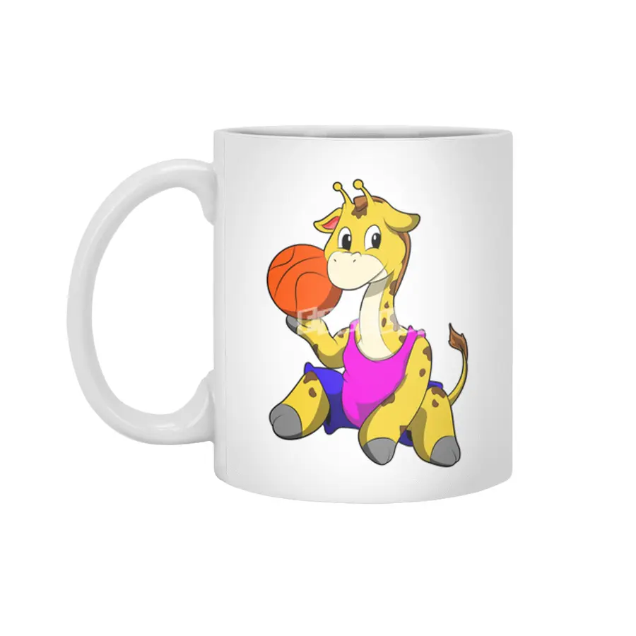 Giraffe with Basketball Beyaz Kupa