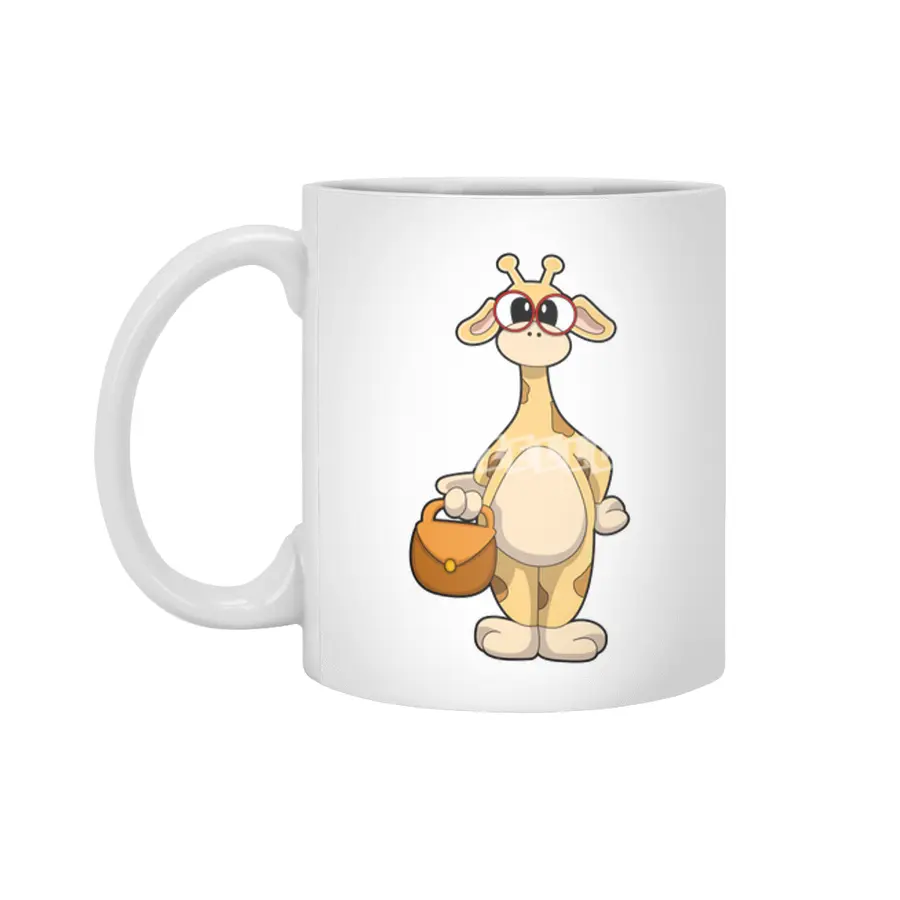Giraffe with Glasses & Bag Beyaz Kupa