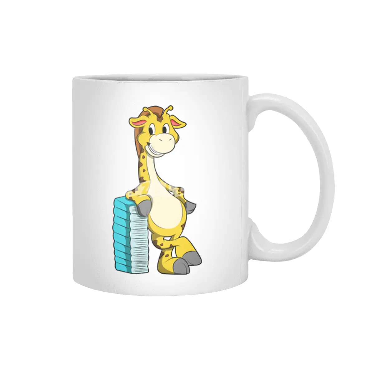 Giraffe with Stack of Books Beyaz Kupa