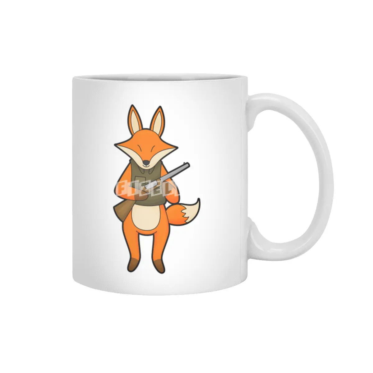 Fox as Hunter with Gun Beyaz Kupa