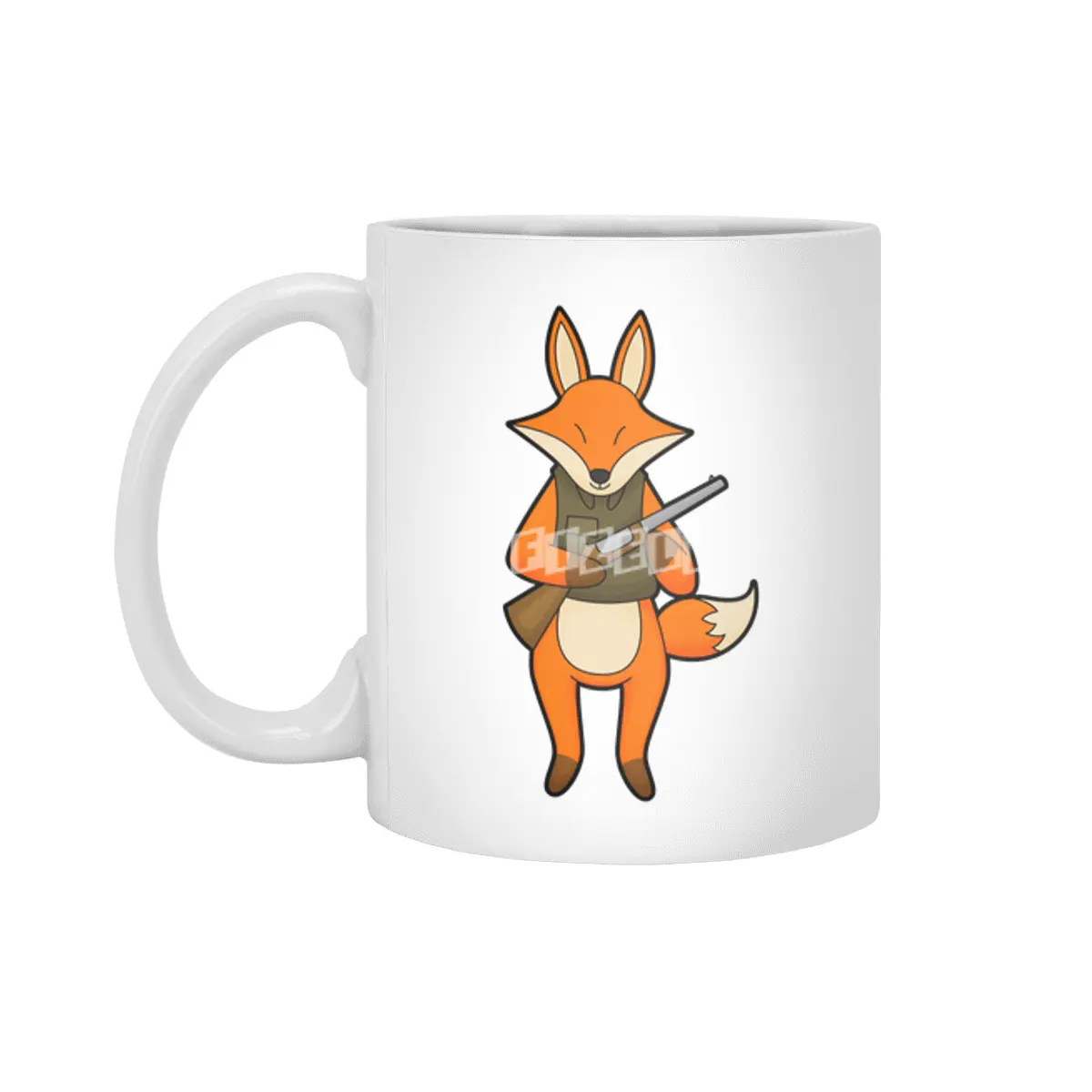 Fox as Hunter with Gun Beyaz Kupa