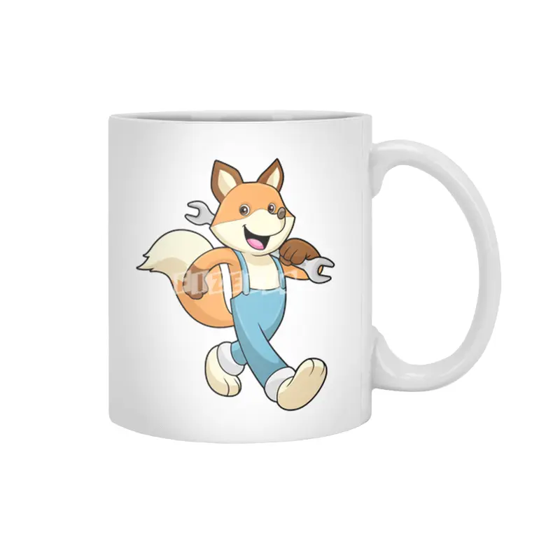 Fox as Mechanic with Wrench Beyaz Kupa