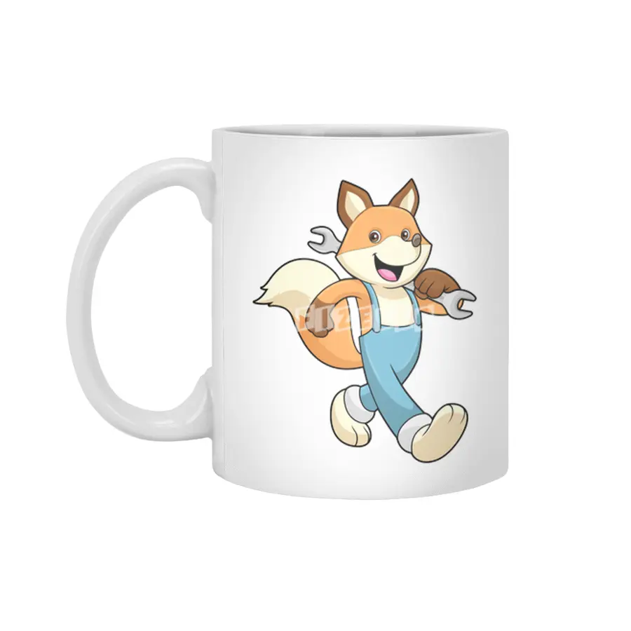 Fox as Mechanic with Wrench Beyaz Kupa