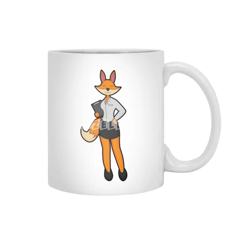 Fox as Secretary with Notepad Beyaz Kupa