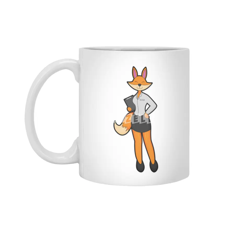 Fox as Secretary with Notepad Beyaz Kupa