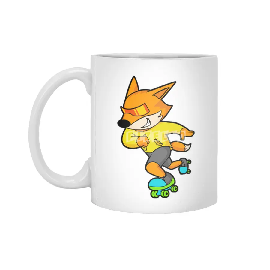 Fox as Skater with Roller skates Beyaz Kupa