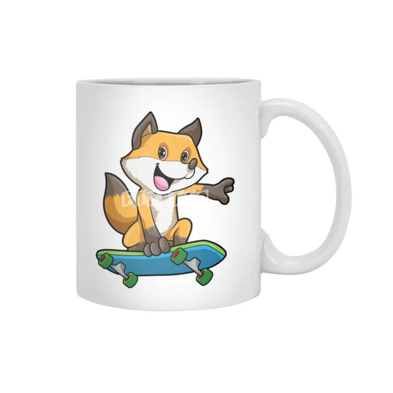 Fox as Skater with Skateboard Beyaz Kupa