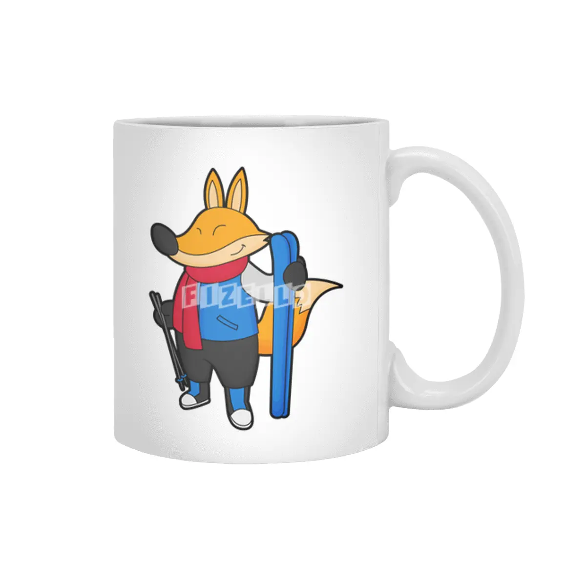 Fox as Skier with Ski Beyaz Kupa