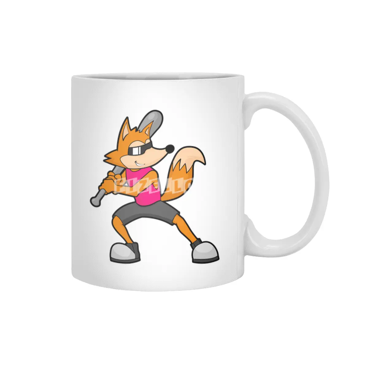 Fox at Baseball with Baseball bat Beyaz Kupa