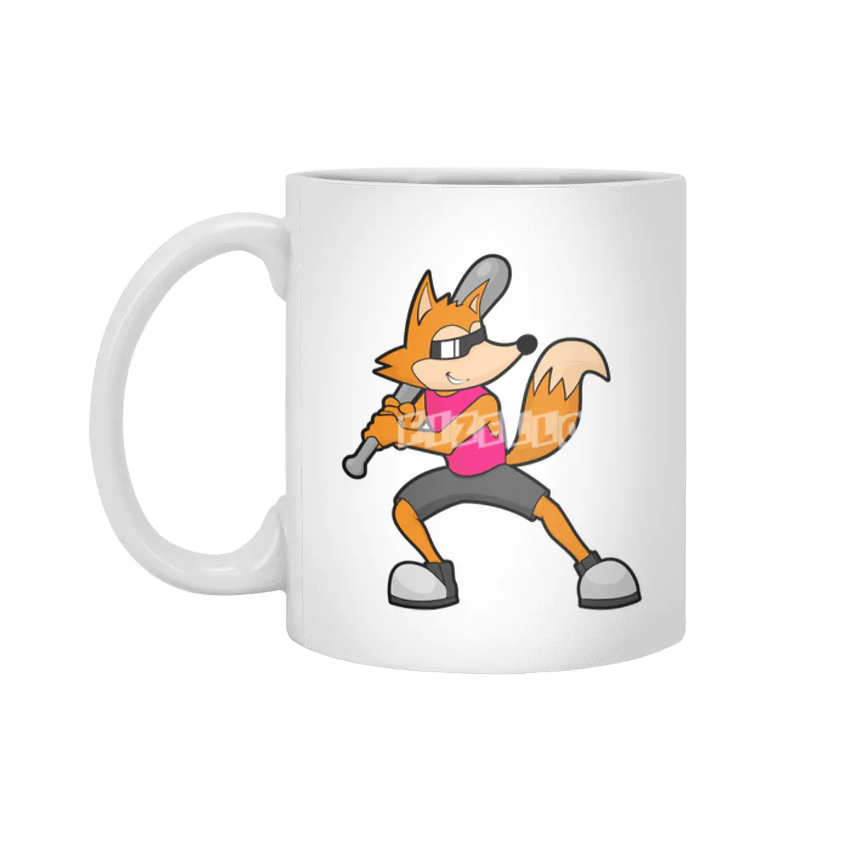 Fox at Baseball with Baseball bat Beyaz Kupa