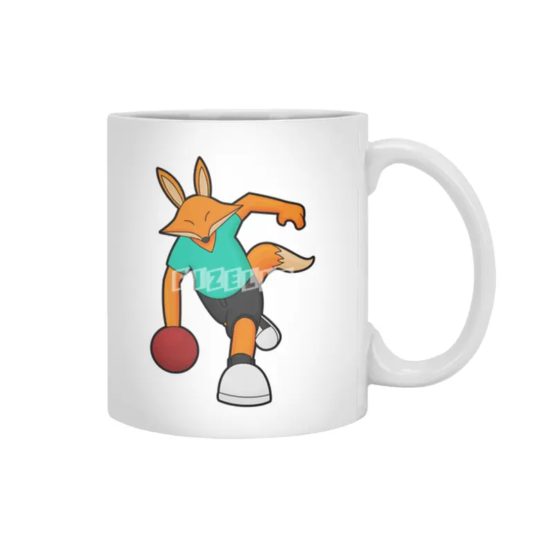 Fox at Bowling with Bowling ball Beyaz Kupa