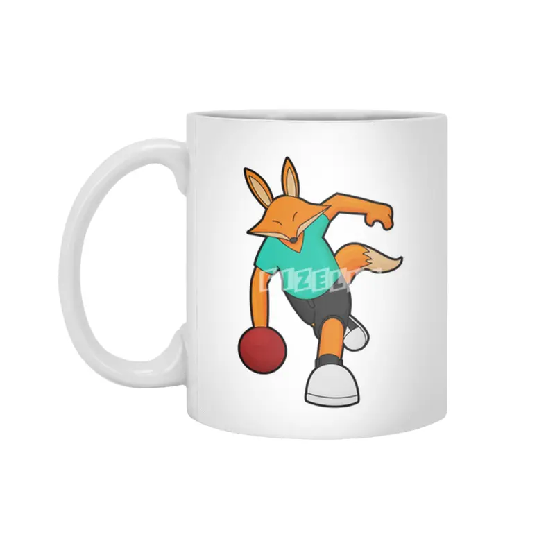 Fox at Bowling with Bowling ball Beyaz Kupa
