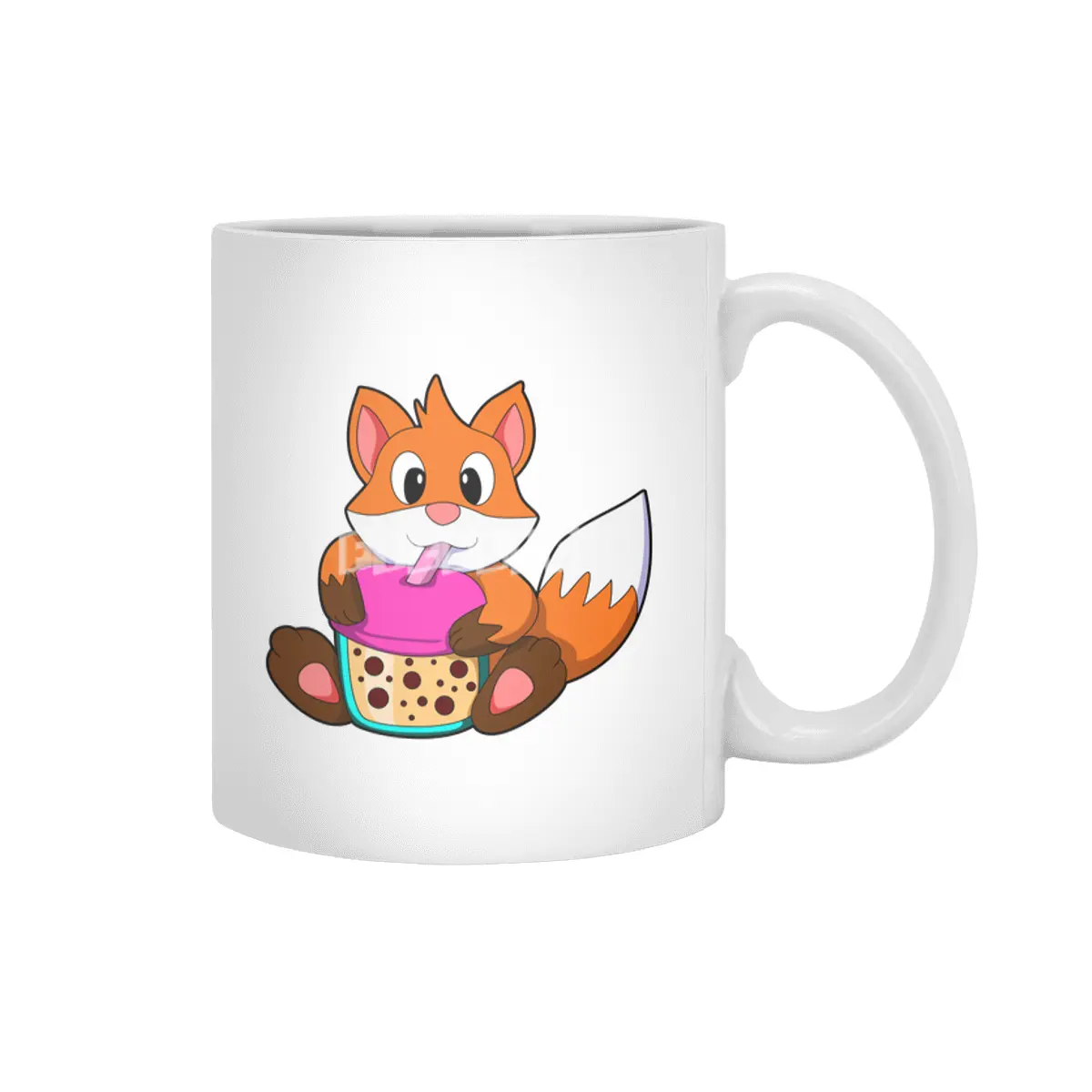 Fox at Drinking a Drink with Drinking straw Beyaz Kupa
