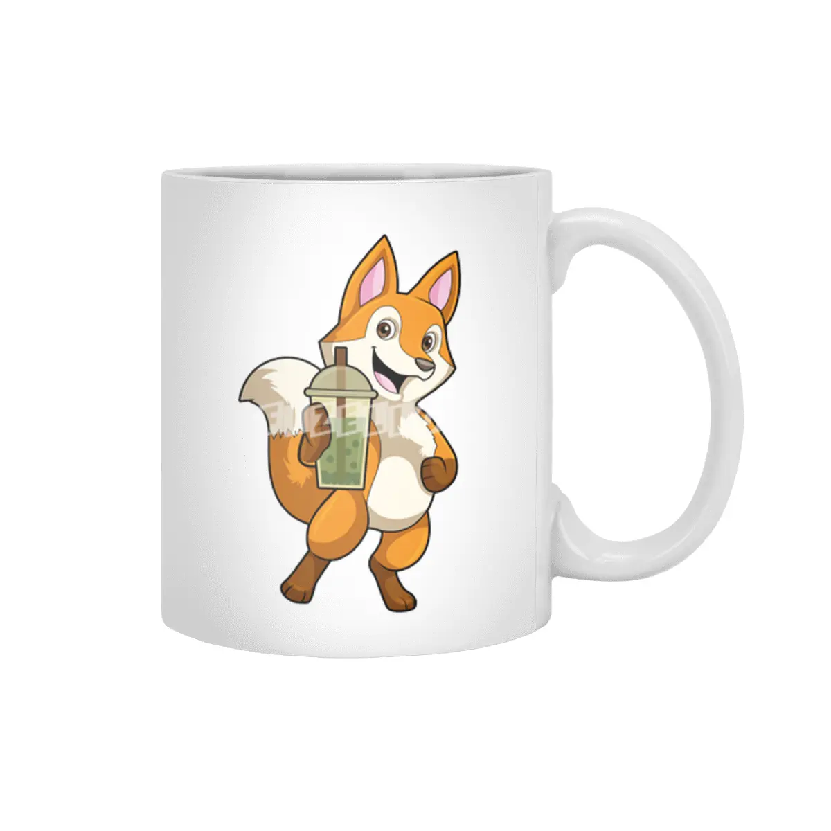 Fox at Drinking with Bubble Tea Beyaz Kupa