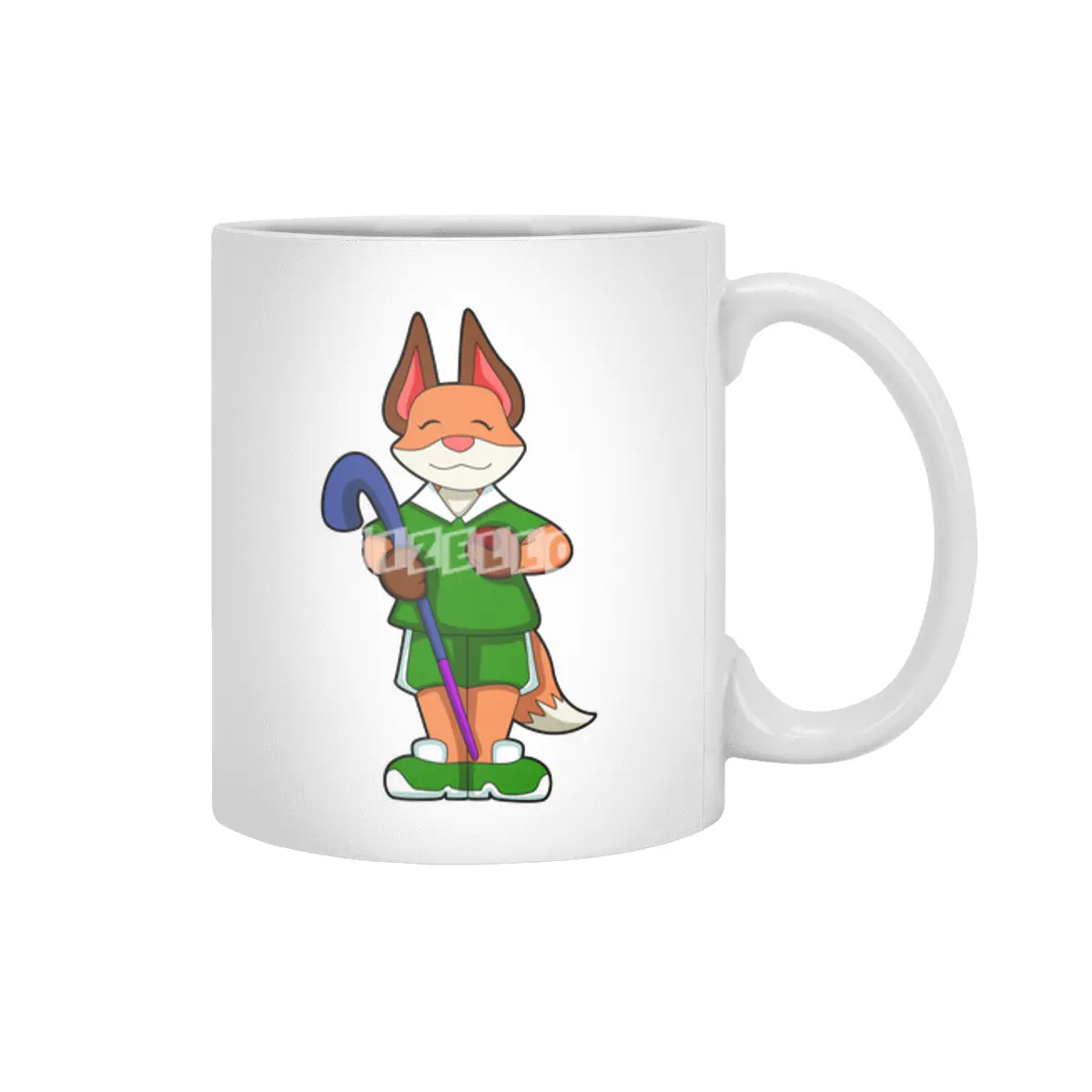 Fox at Hockey with Hockey stick Beyaz Kupa