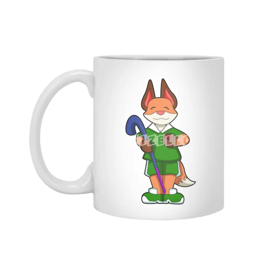 Fox at Hockey with Hockey stick Beyaz Kupa