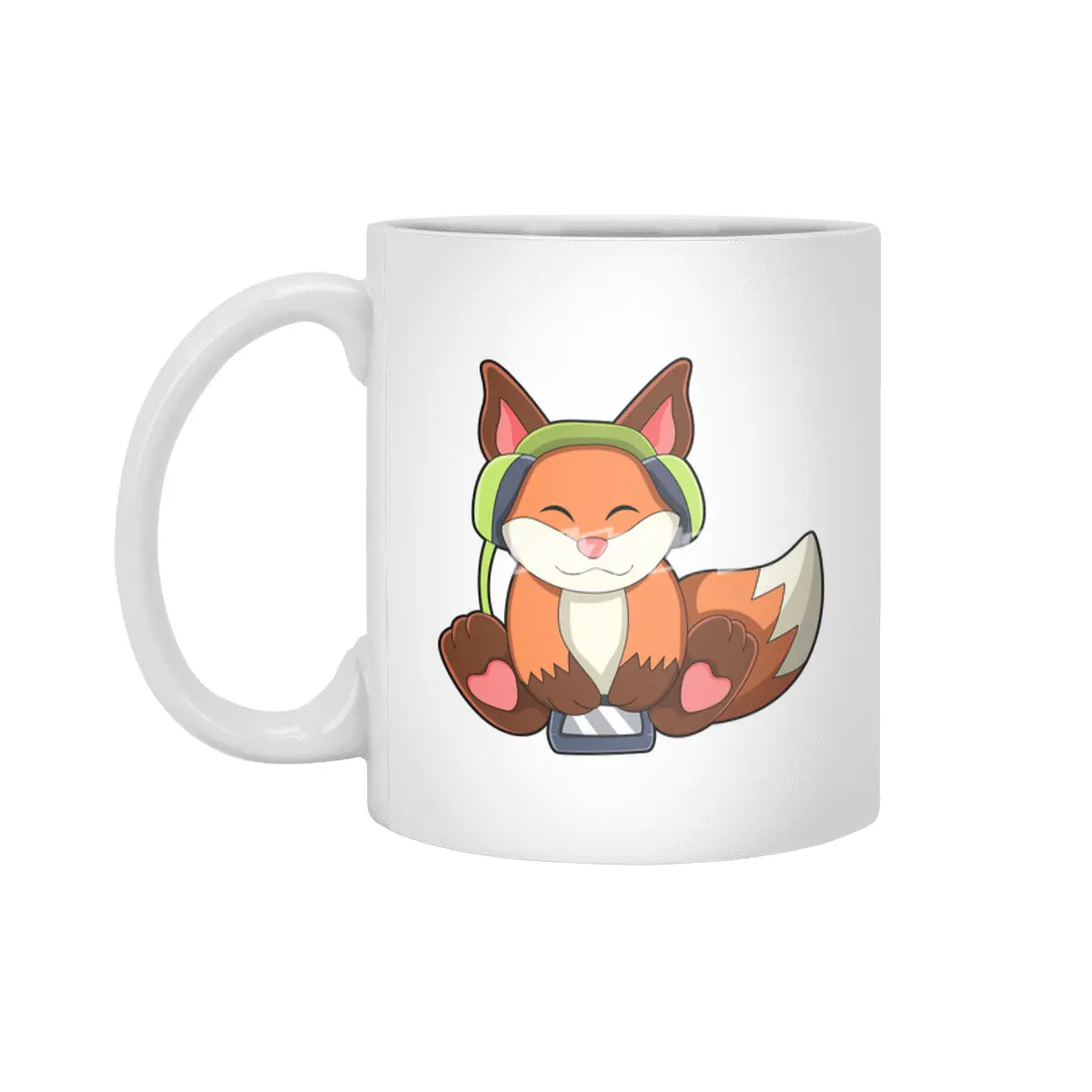 Fox at Music with Headphone Beyaz Kupa