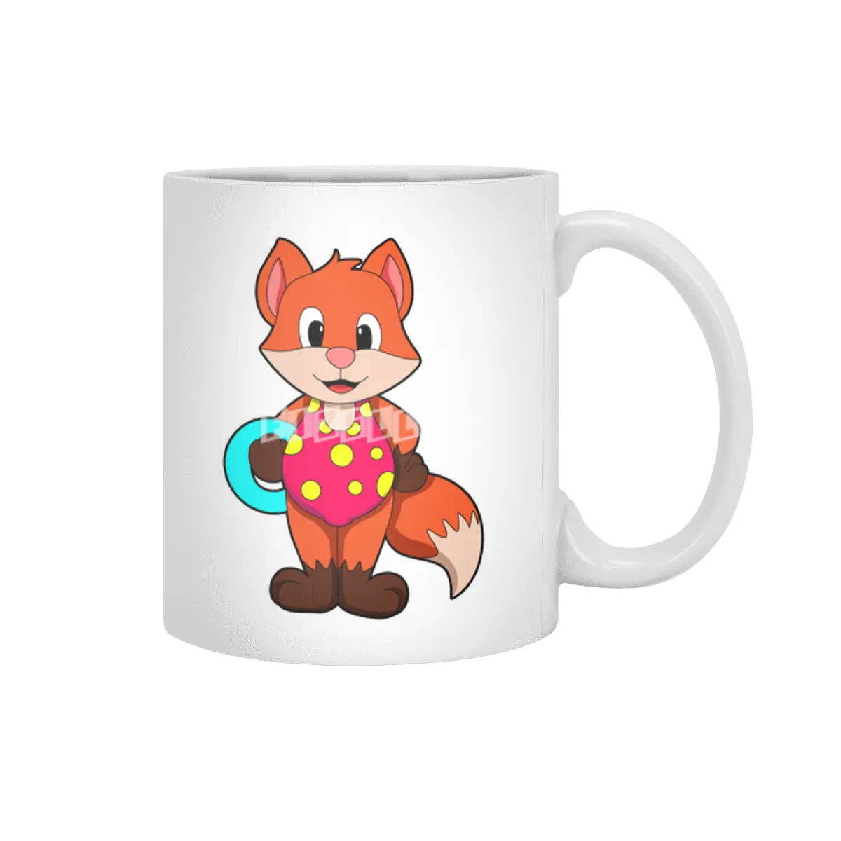 Fox at Swimming with Swim ring Beyaz Kupa