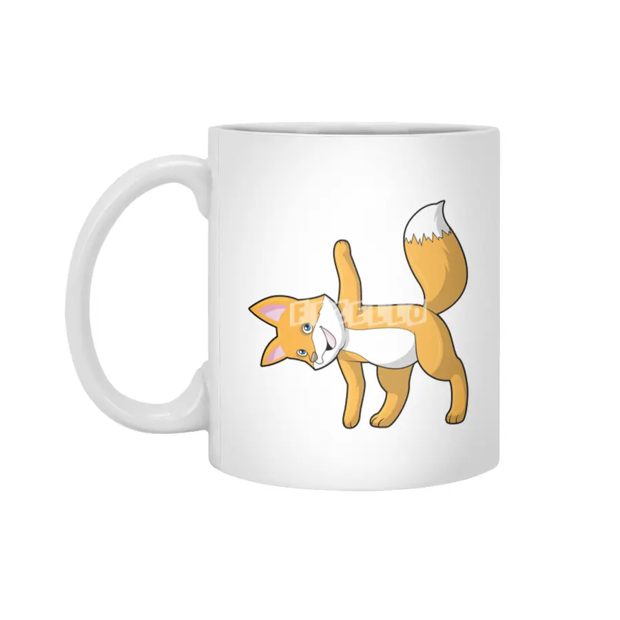 Fox at Yoga Stretching Beyaz Kupa