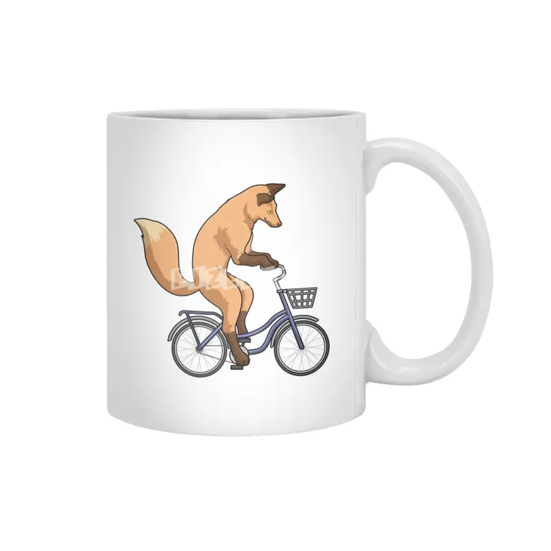 Fox with Bicycle Beyaz Kupa
