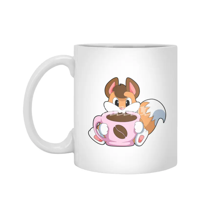 Fox with Cup of Coffee Beyaz Kupa