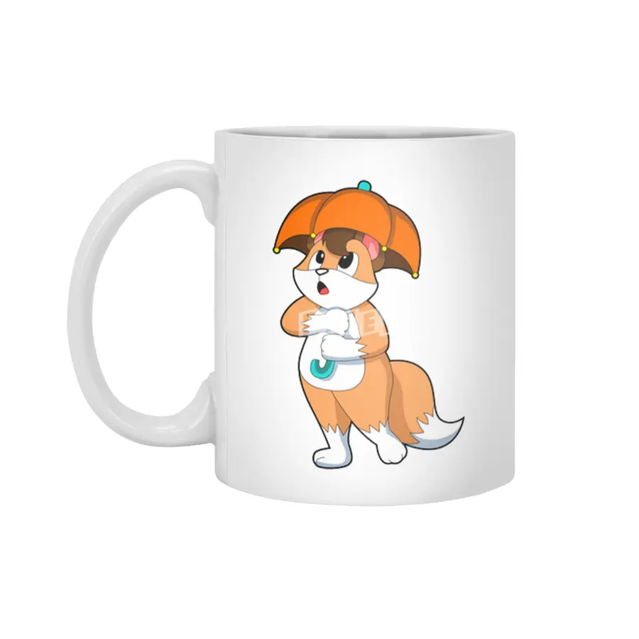 Fox with Umbrella Beyaz Kupa