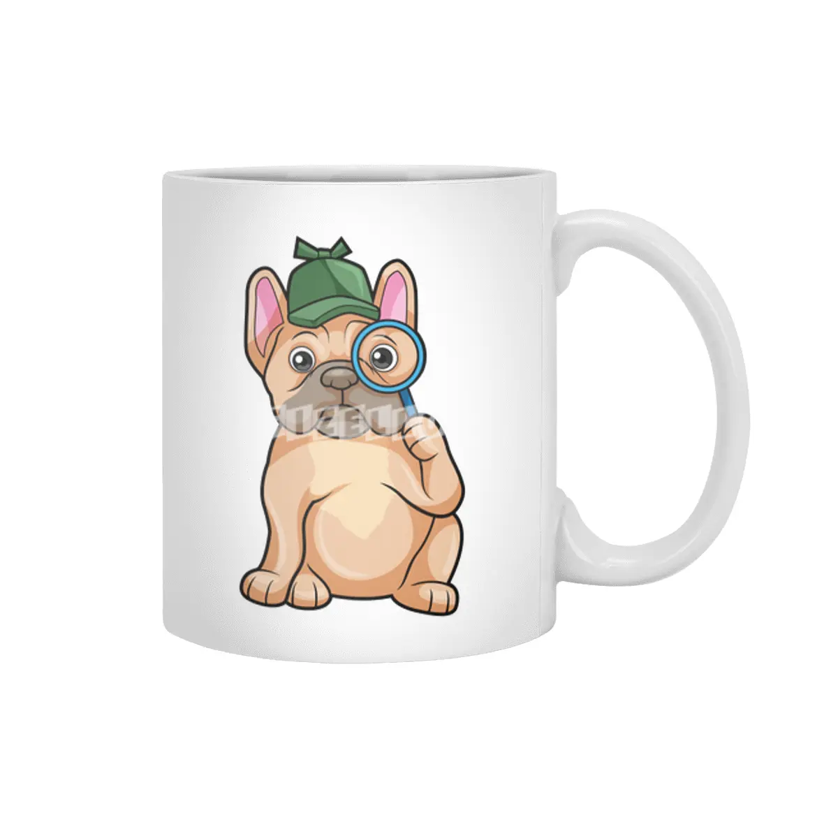 French bulldog as Detective with Magnifying glass Beyaz Kupa
