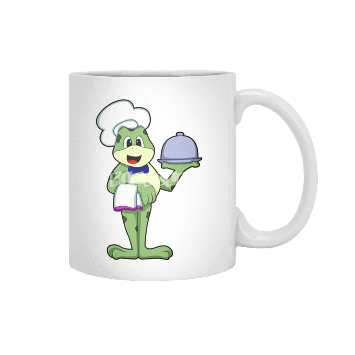 Frog as Chef with Serving plate & Chef's hat Beyaz Kupa