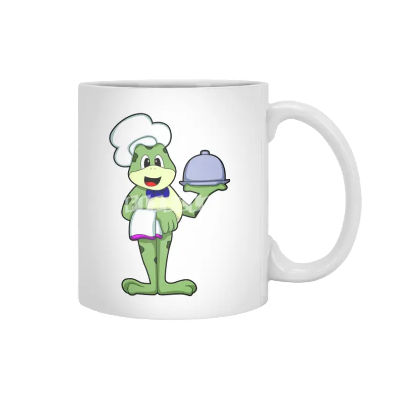 Frog as Chef with Serving plate & Chef's hat Beyaz Kupa