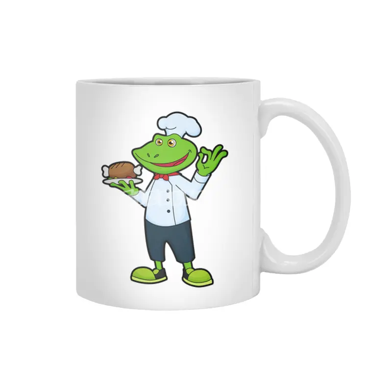 Frog as Cook with Serving plate & Chicken Beyaz Kupa