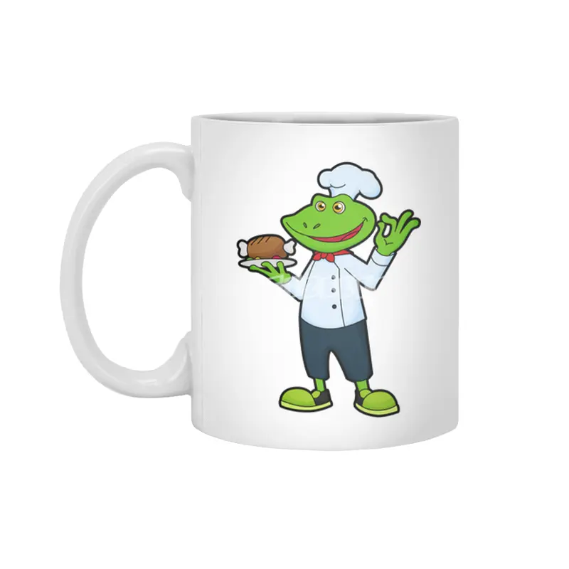 Frog as Cook with Serving plate & Chicken Beyaz Kupa