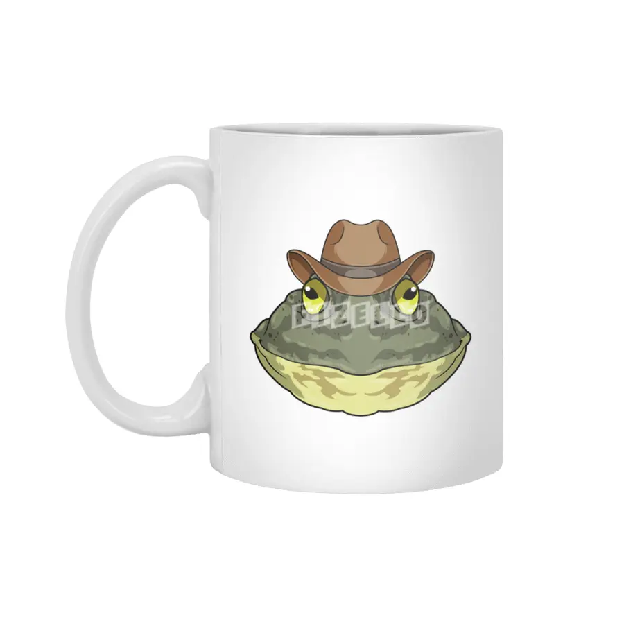 Frog as Cowboy with Hat Beyaz Kupa