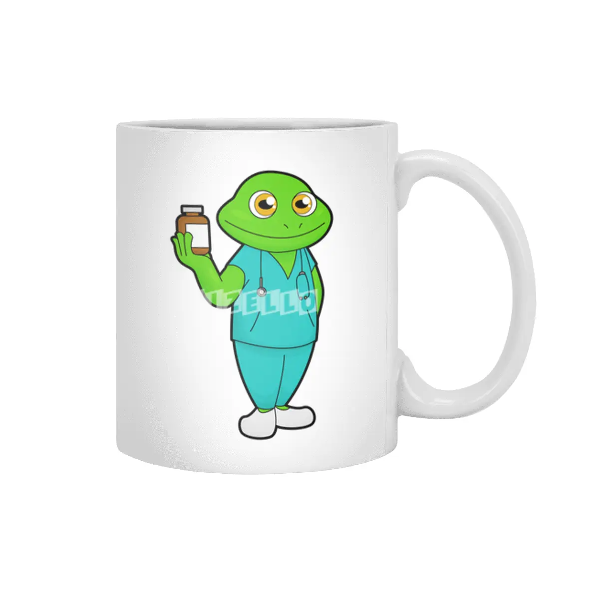 Frog as Nurse with Medicine & Stethoscope Beyaz Kupa