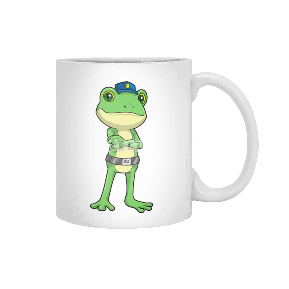 Frog as Police officer with Police hat Beyaz Kupa
