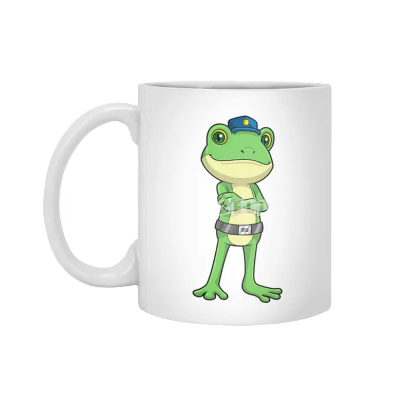 Frog as Police officer with Police hat Beyaz Kupa